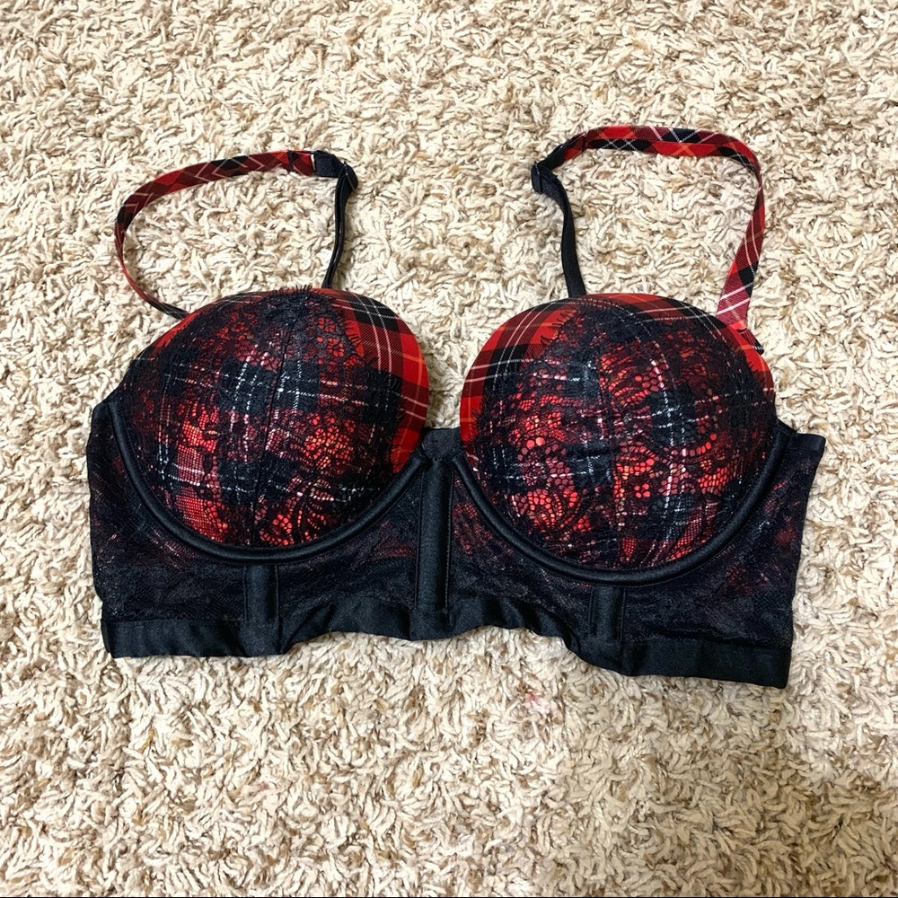 Victoria’s secret red plaid longline bra
